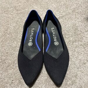 Rothy's Women's Flats in Black with Blue Trim